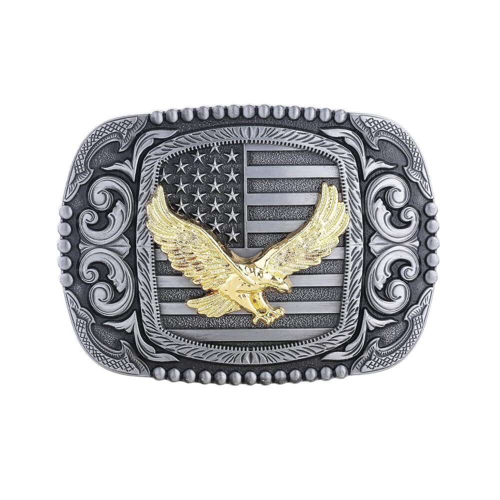 9952 Western Belt Buckle America Flag Patriotic Cowboy Rodeo Big Belt